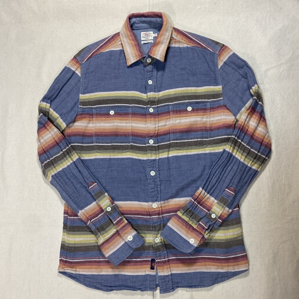 Faherty Southwestern Aztec Button Up Soft Cotton Shirt Long Sleeve Men's Small